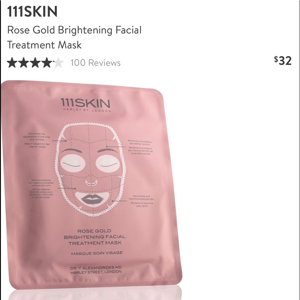 111 skin rose gold treatment mask